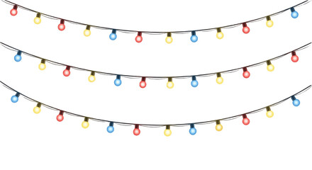 Christmas Lights garland cutout, PNG