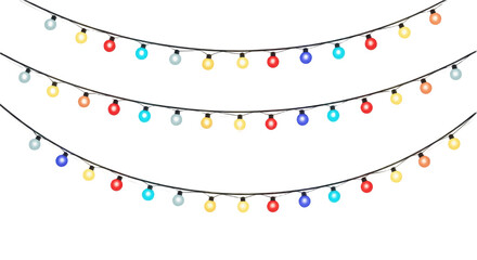 Christmas Lights garland cutout, PNG