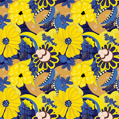 yellow flower pattern seamless floral pattern for fabric and wallpaper and home decor  
