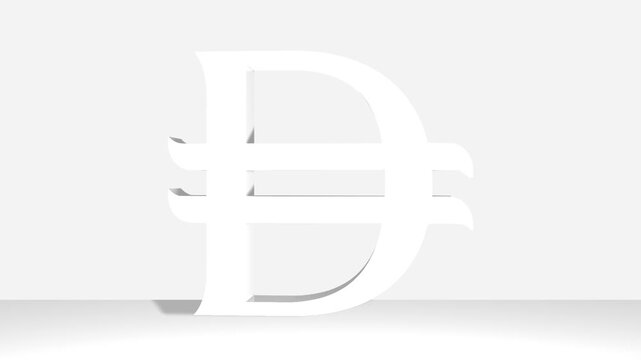 Perspective projections 3d United Arab Emirates dirham Sign character model icons on white background.  High detailed 3d UAE  dirham character. Animated Video