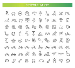 Bicycle and Parts line icons