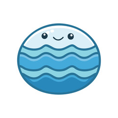 An adorable cartoon image of ocean waves with a happy face, bringing joy to the viewers