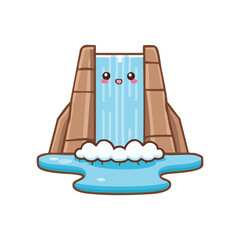 A cute cartoon illustration of a dam with flowing water