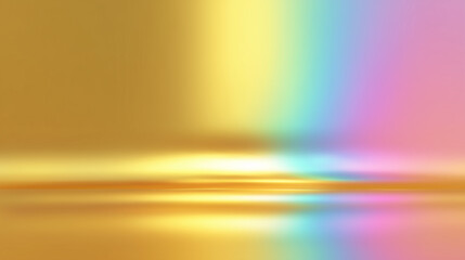 A Radiant Iridescent Gold Background Featuring a Vibrant Oil-Slick Gradient with Dynamic Rainbow Light Reflections for Artistic and Decorative Use