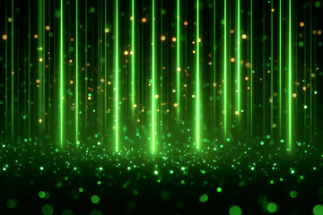 A mesmerizing display of vibrant green neon lights illuminating a dark urban background, creating an electrifying atmosphere perfect for modern design or nightlife-themed projects.