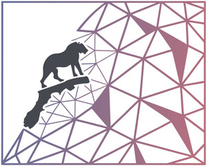 Abstract Geometric Tiger Illustration on White Background with Gradient Triangles Design Creates a Modern and Artistic Visual Concept