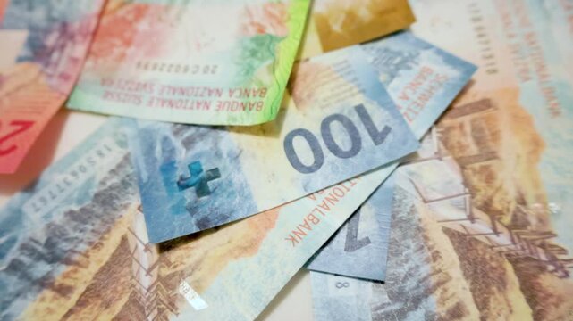 vibrant arrangement of swiss franc banknotes 
