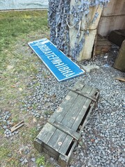 Wooden boxes from under shells used in the Russian-Ukrainian war.