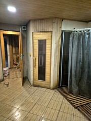 Interior of a sauna or bathhouse for relaxation