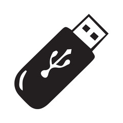 Black USB Drive Silhouette – Minimalist Icon for Data Storage, Transfer & Tech Accessories