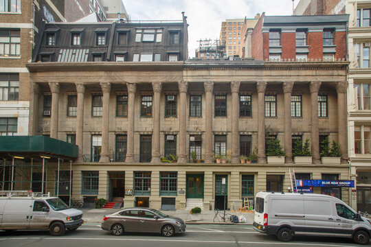 Colonnade Row Astor Place theater Historic building facade in NOHO, Manhattan,  New York City, USA