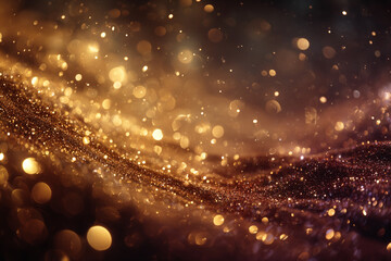 Obraz premium Dark shiny golden glitter background,festive concept,generative ai