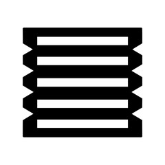 A black and white illustration of a stack of horizontal bars with jagged edges on the sides forming a pattern