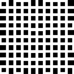 Black squares arranged in a grid pattern with varying sizes and white background creating a visual array