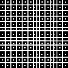 A repeating pattern of black squares with white square centers and irregular white lines overlaying it