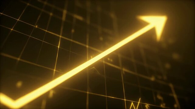 Growth Arrow, Upward Trend, Financial Success, Golden Chart