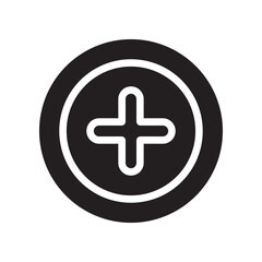 Add icon vector. Plus icon logo design. Medical cross symbol in circle isolated on white background