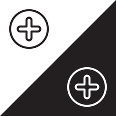 Add icon vector. Plus sign symbol in trendy flat style. Medical cross vector icon illustration isolated on white and black background