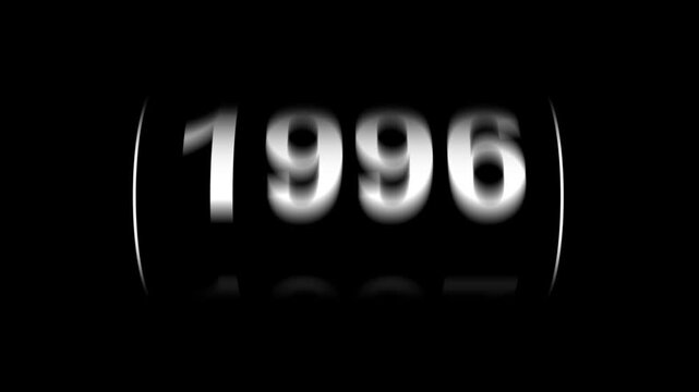 Scrolling Years Countdown Animation from 1980 to 2005, Time Transition Flip Effect, Modern Calendar Timeline