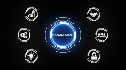 Management concept. Futuristic holographic advanced HUD circle platform Business, Technology concept.4k video - Powered by Adobe