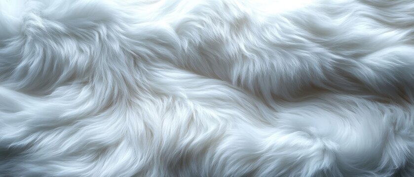 Soft white fur fabric texture creating an elegant and luxurious background, ideal for design projects related to fashion, home decor, and winter themes