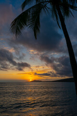 Tropical Paradise Sunset over Portlock Beach in Hawaii Kai, Hawaii, Oahu, USA