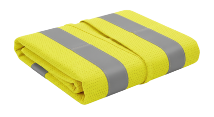 Bright yellow safety vest folded neatly, 3D realistic