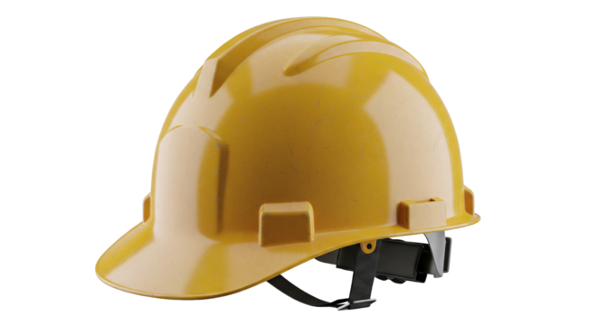 Realistic 3D yellow construction helmet isolated