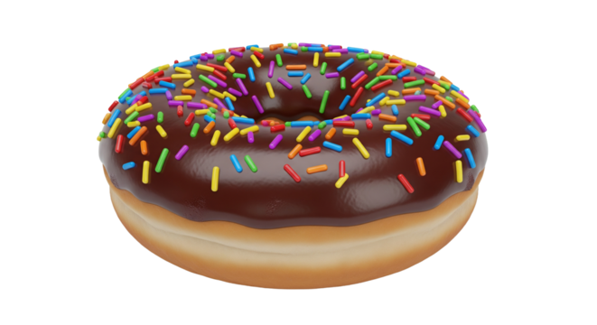 Chocolate donut with colorful sprinkles - Powered by Adobe