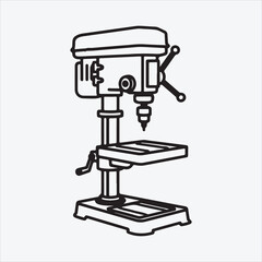 Line art Crapenter tool Drill mecin vector design