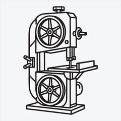 Naklejka premium Line art Crapenter tool sawmil vector design