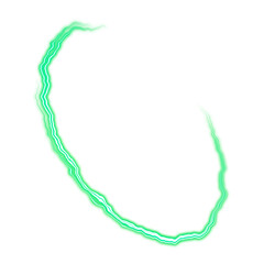Green electric glowing arc ring on transparent background
