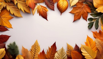 Autumn Leaves Frame Autumn Background With Colorful Leaves Isolated Autumn Leaves Frame