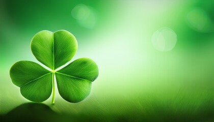A Single Vibrant Four Leaf Clover Symbolizing Good Luck Against A Rich Green Background With A Soft Glowing Light Effect