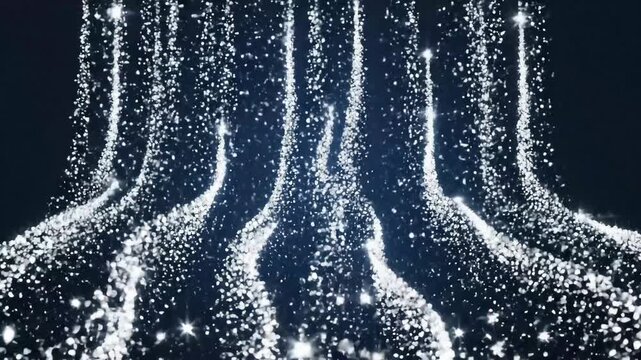 Abstract motion background shining silver particles. Shimmering Glittering Particles With Bokeh. Seamless 4K loop video
