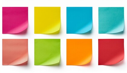 A Set Of Square Post It Colorful Paper Isolated On Transparent Background