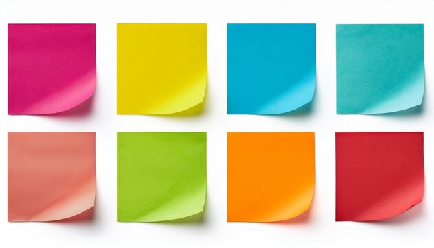 A Set Of Square Post It Colorful Paper Isolated On Transparent Background