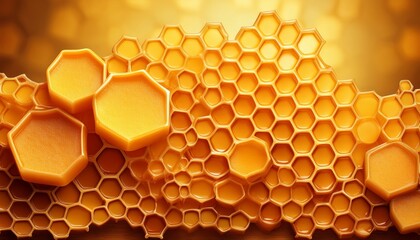 Honeycomb Honey Sweet Nectar Golden Wax Background Copyspace Design