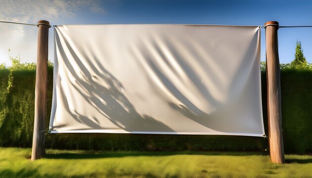 Layered Fabric Banner Mockup Vinyl Banners Printing Grommet Mockup Corporate Outdoor Banner Horizontal Banner Mockup Hanging Outside Fabric Scrim Vinyl Banner Hanging On The Fence