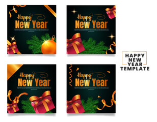 Happy New Year 2026 Minimal Winter Square Postcard Template for Modern Social Media Greetings