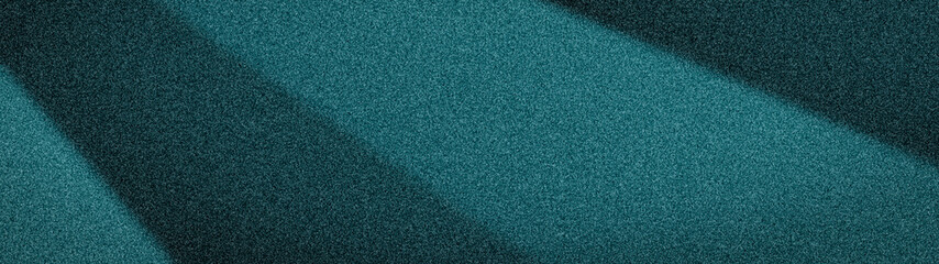 Deep, dark teal and midnight blue wide abstract background. Features a prominent grainy texture and dramatic light, perfect for premium 4K backdrop and professional banner template