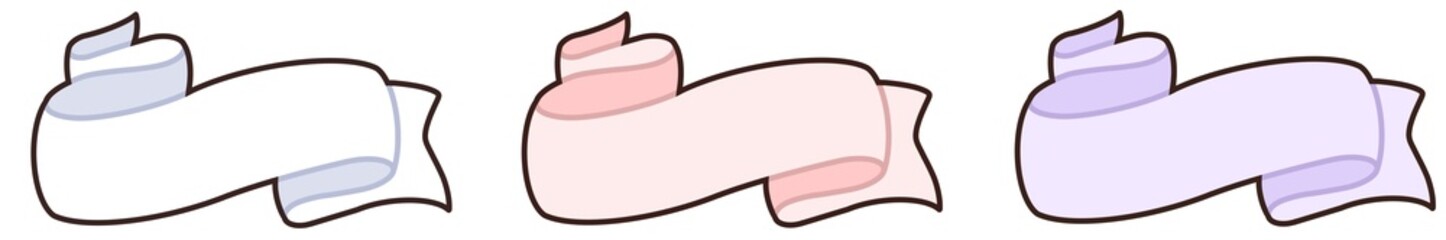 set of pastel ribbon and minimal tape aesthetic illustrations collection for beauty decoration set with transparent background