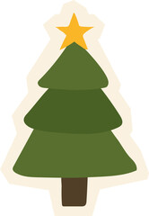 Christmas Tree Illustration with Star Topper