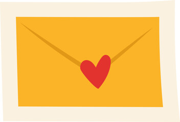 Illustration of Yellow Envelope with Red Heart