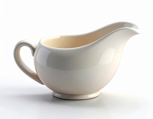 Ceramic Gravy Boat Isolated Against White Background with Elegant Design