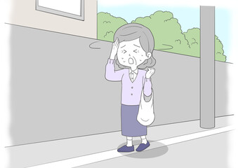 道に迷うシニア女性2　背景