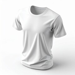 Isolated White Crew Neck T Shirt Mockup on White Background Studio Shot