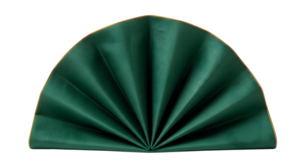 Elegant emerald green pocket square folded in a fan shape isolated on transparent background