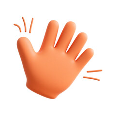 Obraz premium A vibrant orange 3D cartoon hand raised in a friendly high five gesture isolated on a transparent background
