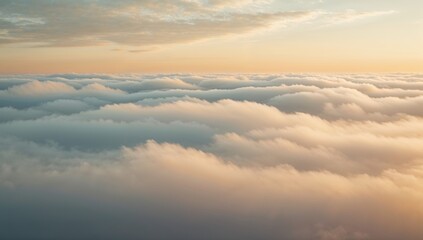Obraz premium Serene Sky Above Fluffy Clouds at Sunset